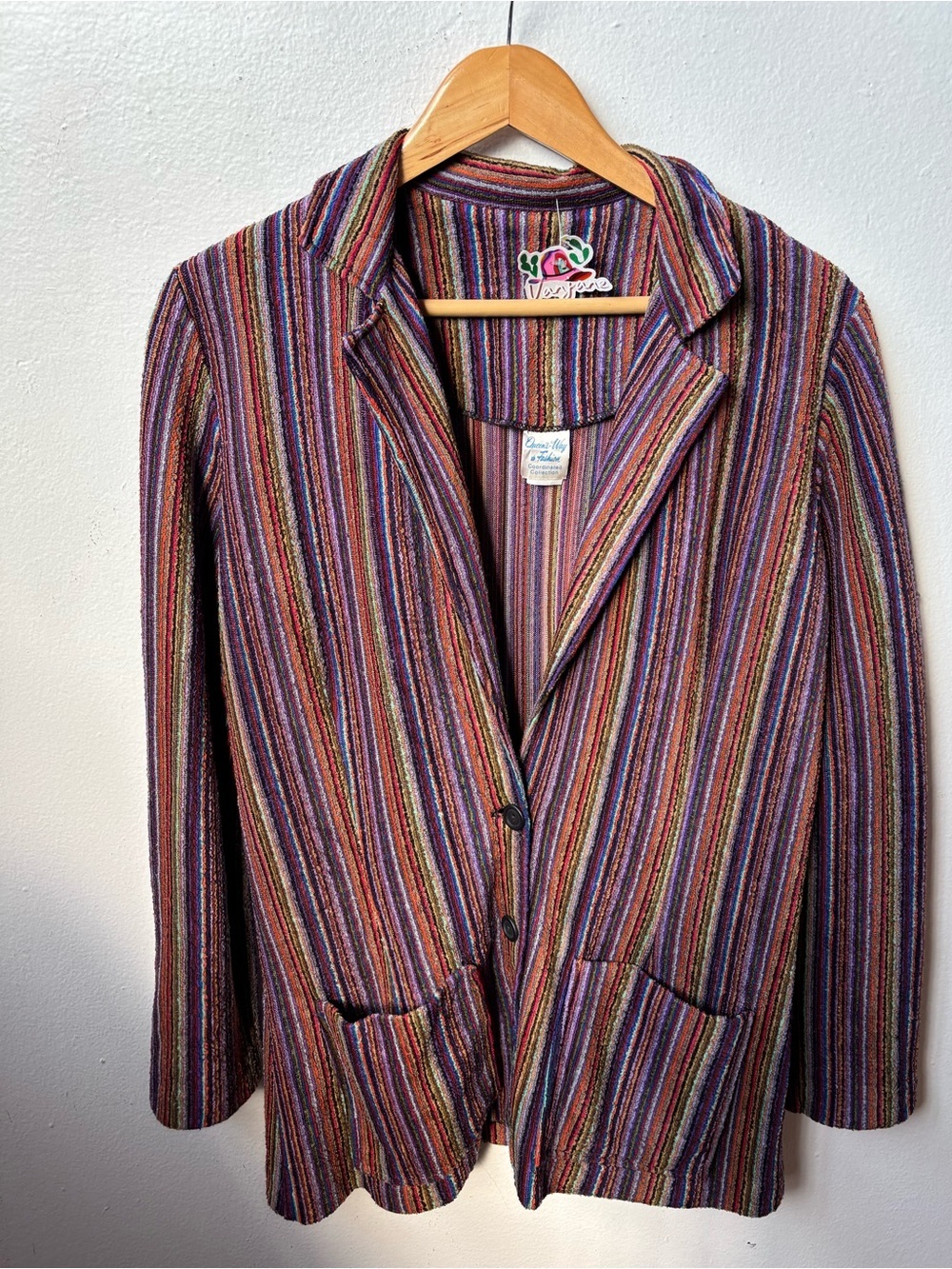 Queens way to fashion 70s Vintage Multi-Stripe Knit Blazer -